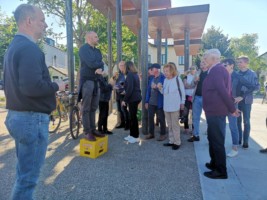 Fliegenspitz Besichtigung am 10.5.2019: Begrüßung Stadtrad Rainer Praschak